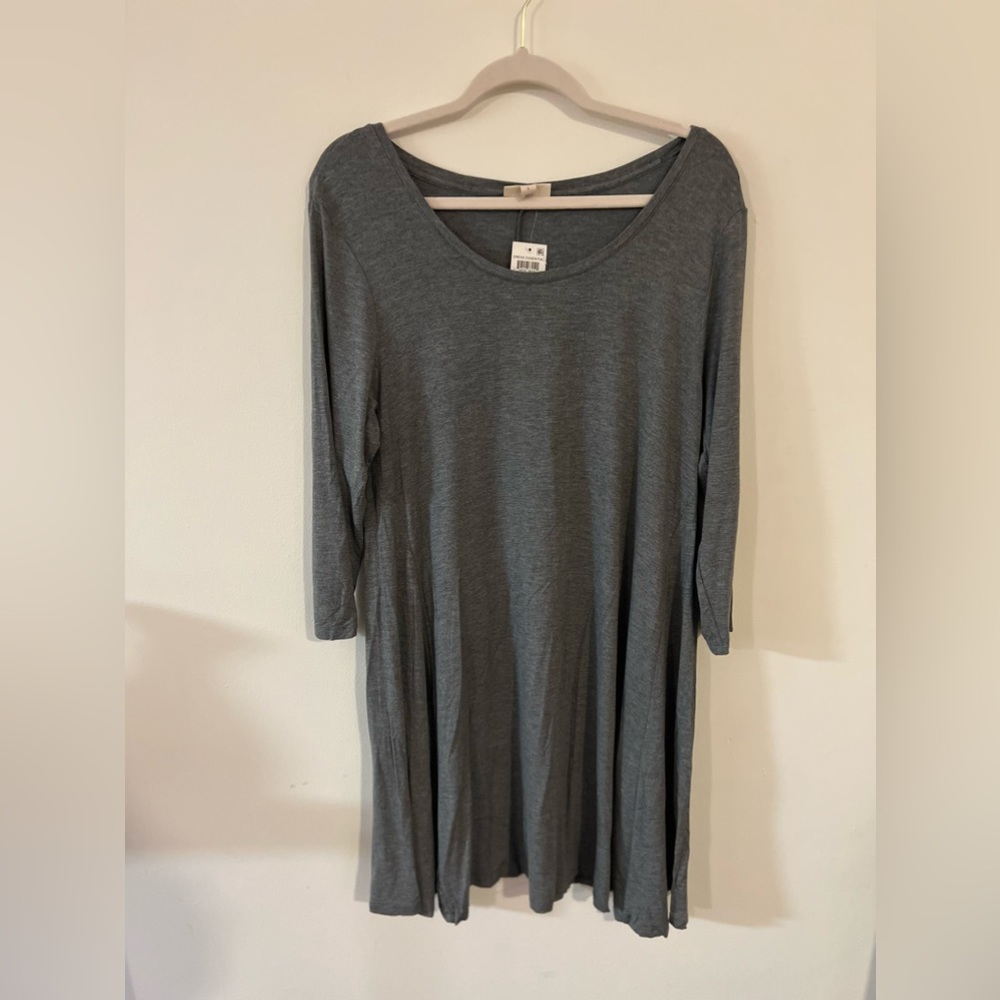 Women| Long Sleeve Simple Grey Dress